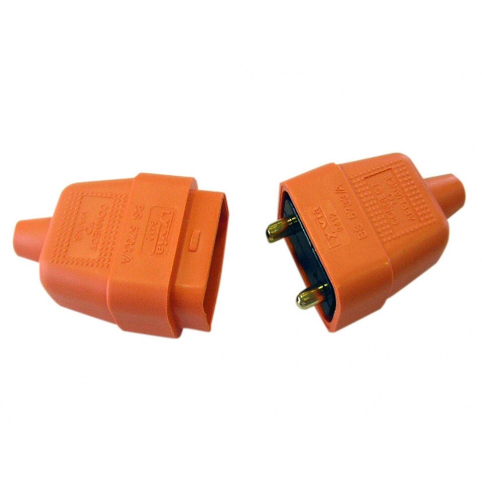Dencon Rubber Connector Plug - Multi Colour - 2 Pin, 10A, Orange
