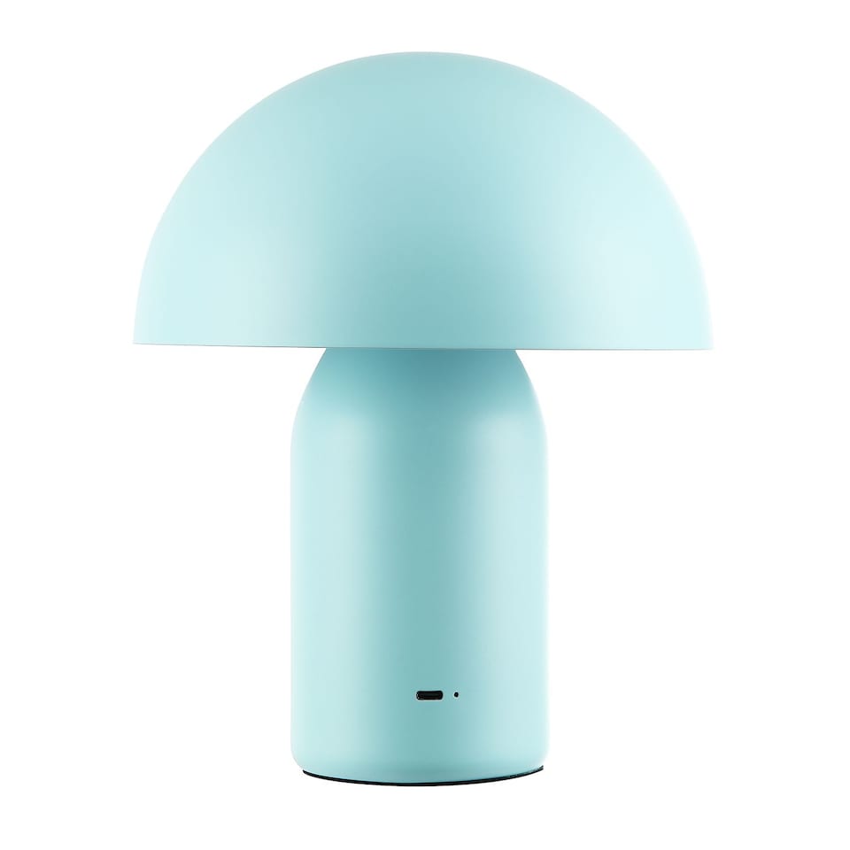 image 1 of Modern Rechargeable Mushroom Table Lamp in Mat Duck Egg with Touch Dimmer Button | Blue | Duck Egg | 1