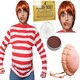 image 1 of Greedy Golden Ticket Winner Costume, Facepaint, Wig, Belly & Ticket Red | XL
