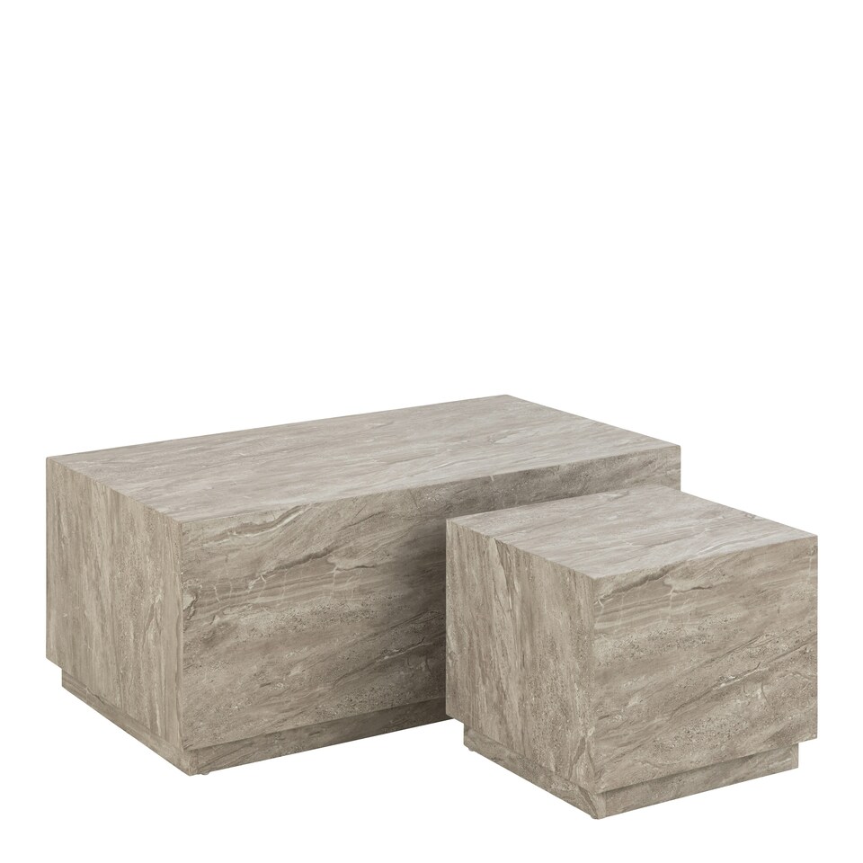 image 1 of Dice Coffee Table Set in Grey Marble Effect