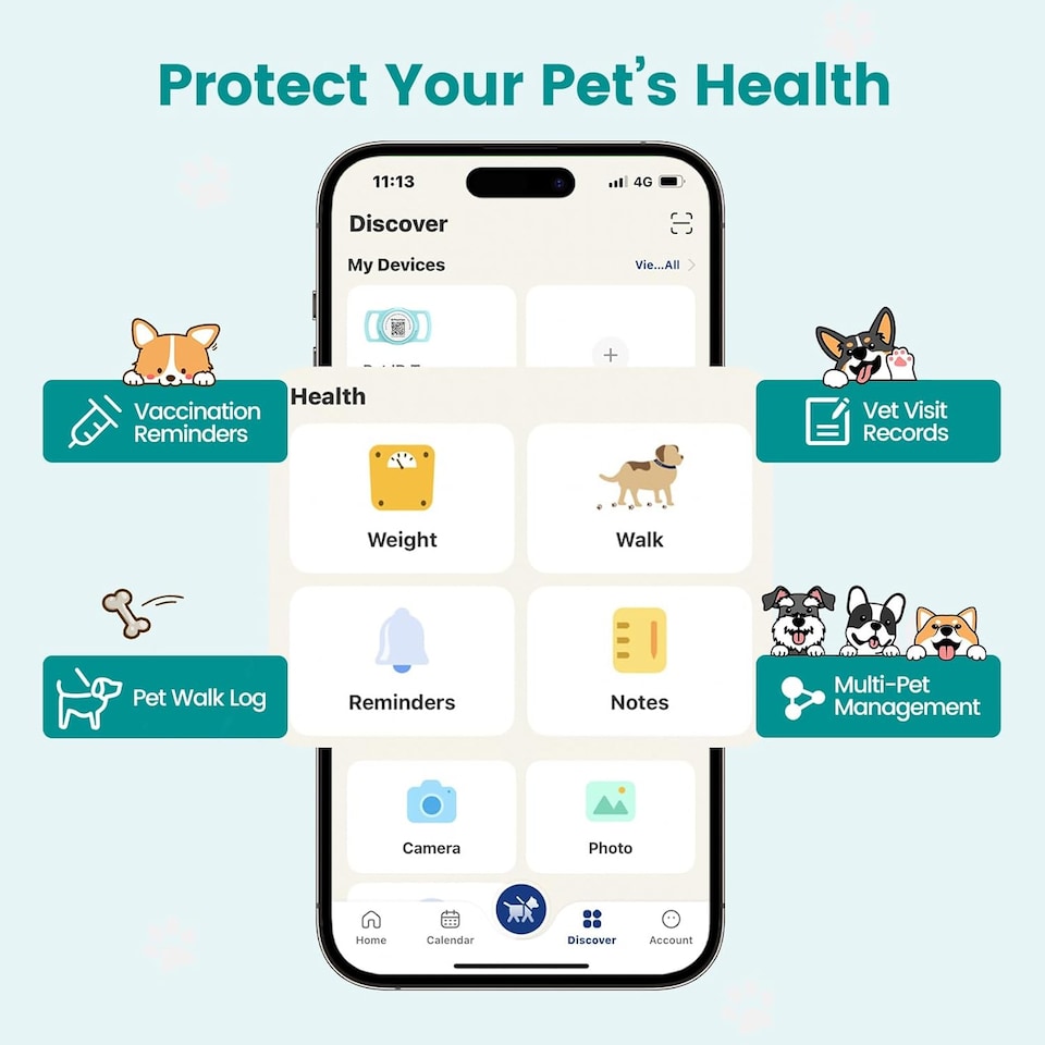 image 1 of AirTag Dog Collar Holder & Free App Pet Tracker Smart QR ID