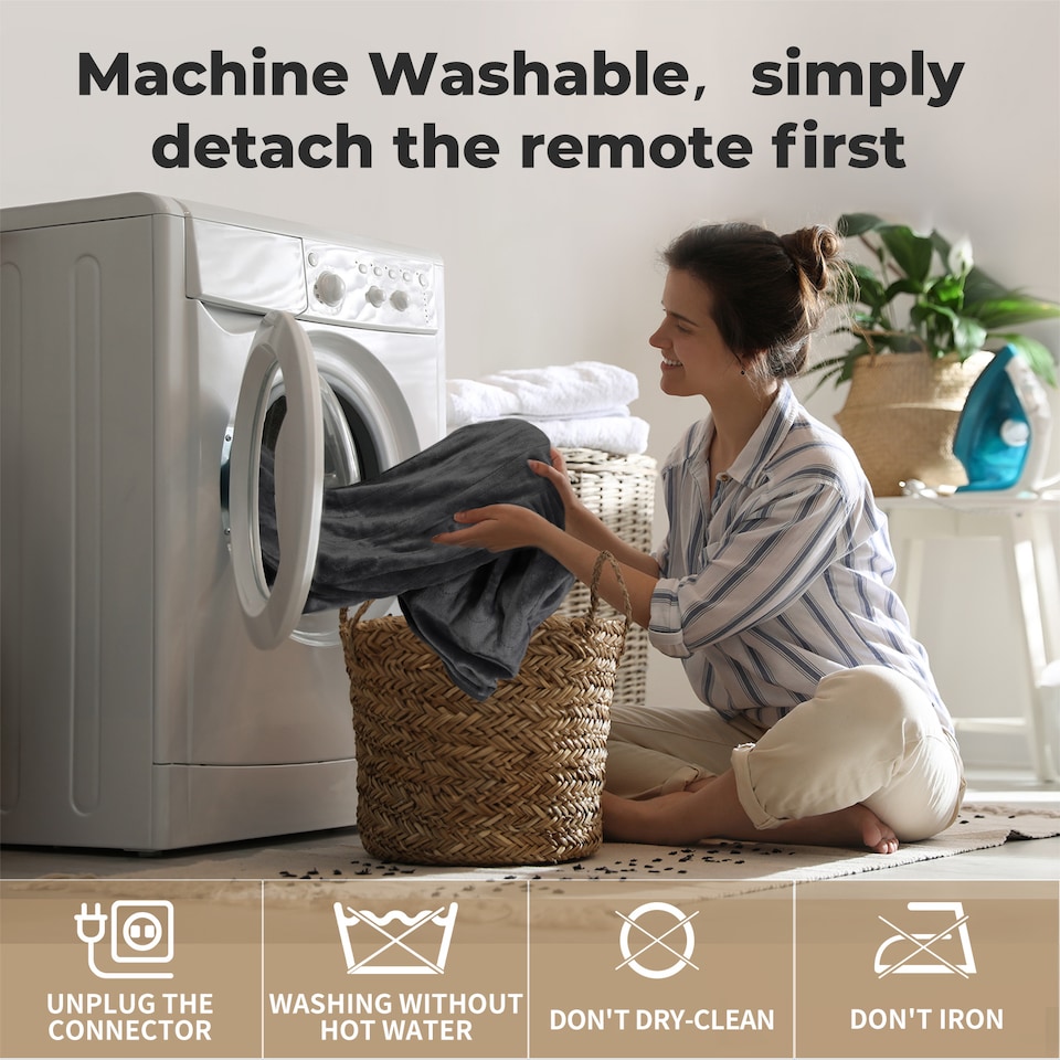 image 1 of Lavio Electric Blanket Throw Soft Reversible Washable Fast Heating