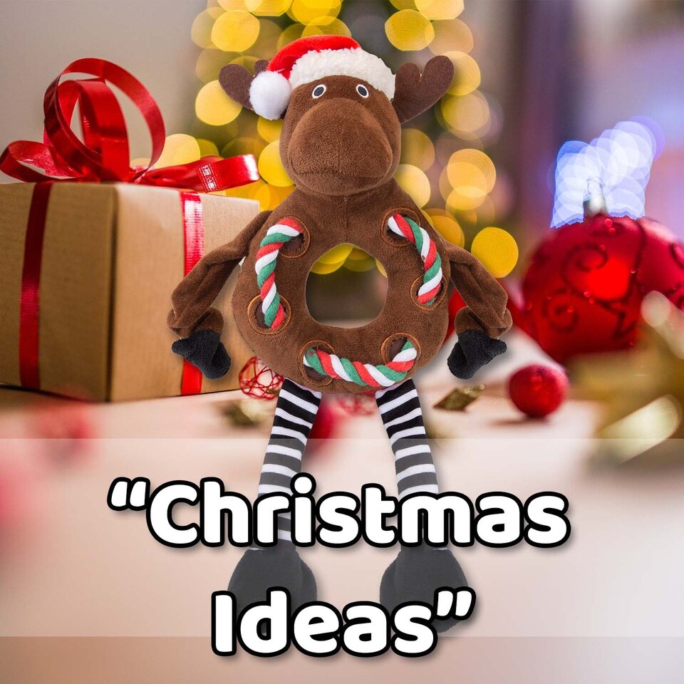 image 1 of vfm-estore Christmas Reindeer Pet Toy 45.5cm x 20cm Brown - 1 Pack
