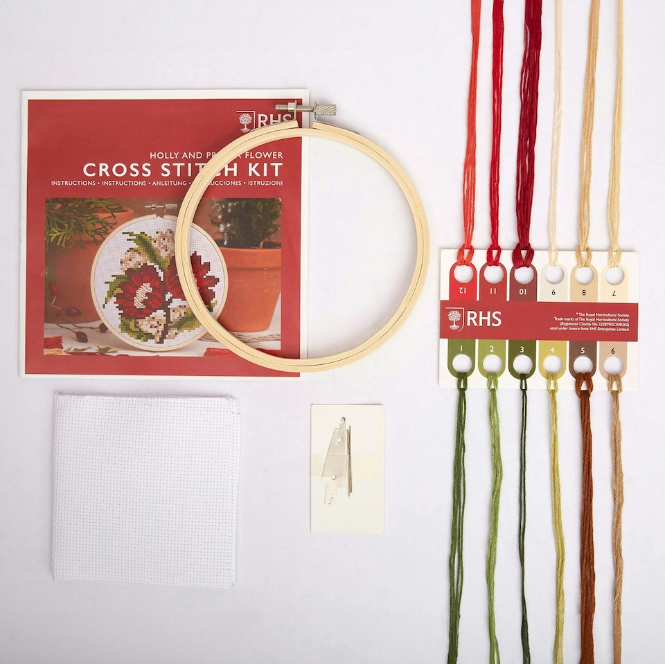 image 1 of RHS Cross Stitch Kit, Christmas, Multicoloured, 5"