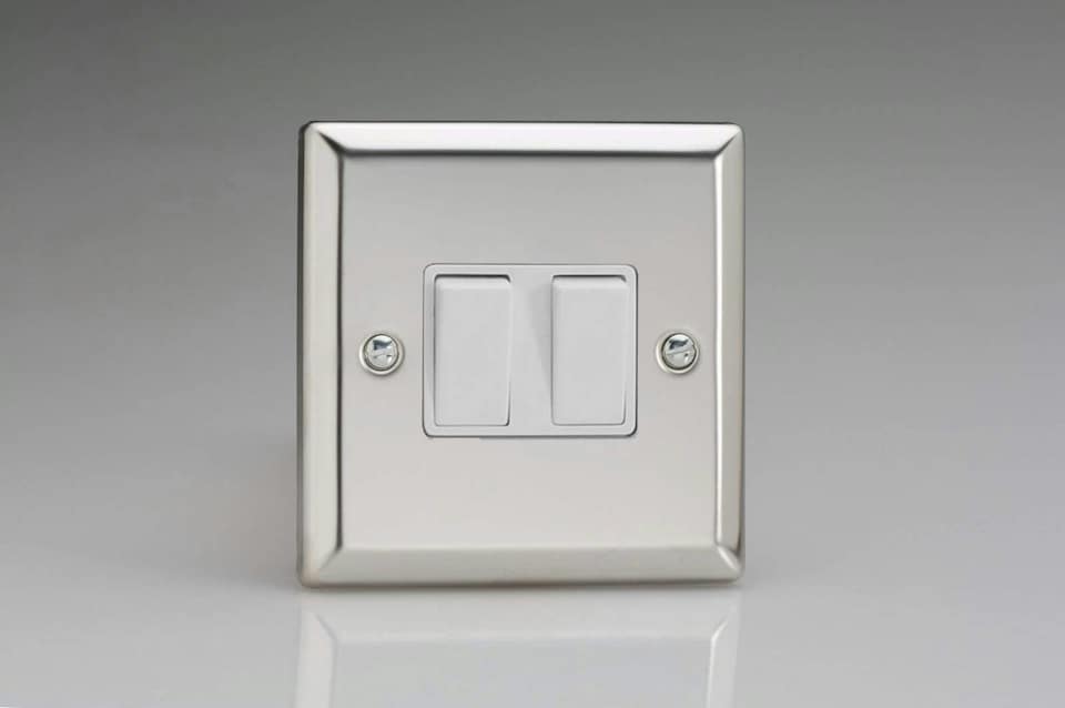 Varilight XC2W Rocker Switches 2-Gang Mirror Chrome White | Multi