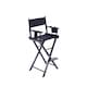 image 5 of Professional Black Wooden Folding Director Makeup Chair with 2 Storage Pouches | Black