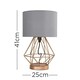 image 2 of ValueLights Copper Metal Basket Cage Touch Table Lamp with a Grey Cylinder Shade - Complete with a 5w LED Dimmable Bulb 3000K Warm White Grey