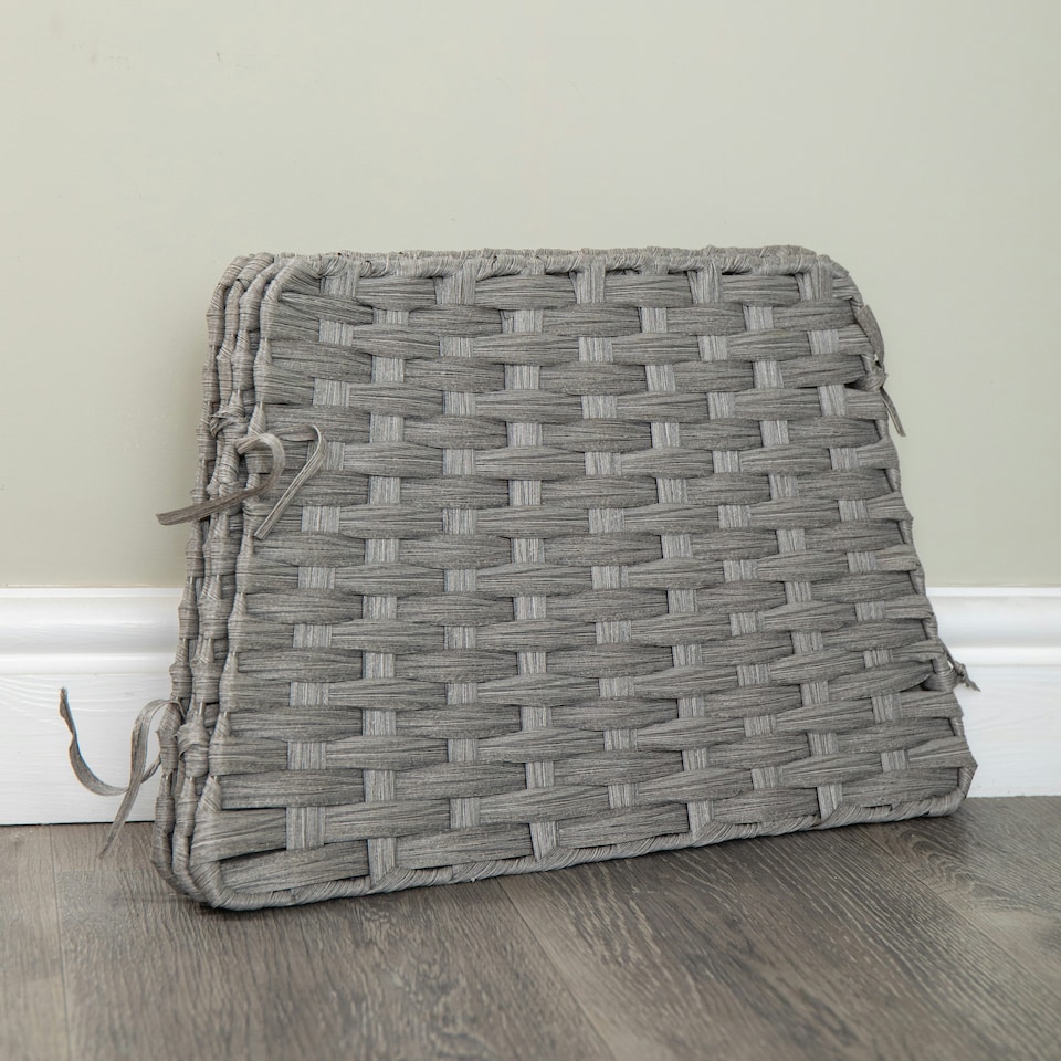 image 1 of 47cm x 46cm Samuel Alexander Foldable Rattan Christmas Tree Skirt in Grey