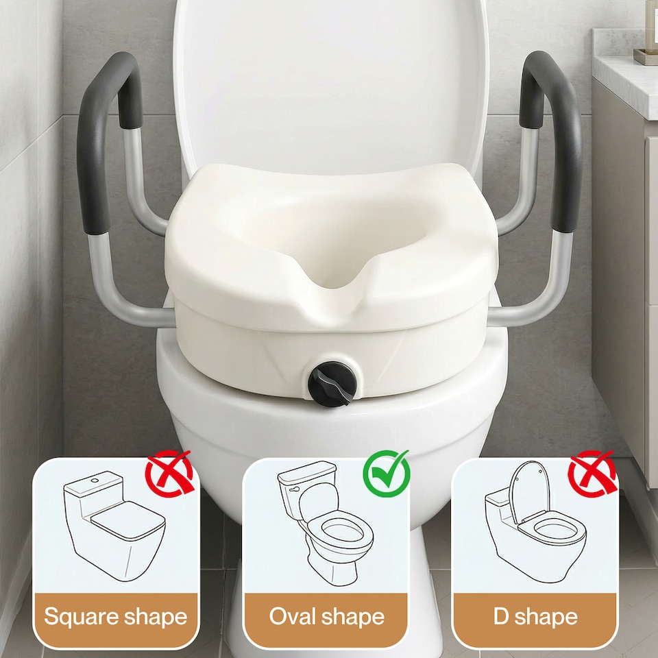 image 1 of Levede Raised Toilet Seat 12cm Riser with Adjustable Arms for Elderly Disabled