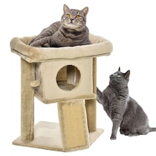 PawHut Cat Tree Tower Indoor with Cats Scratching Post Cat House, Coffee