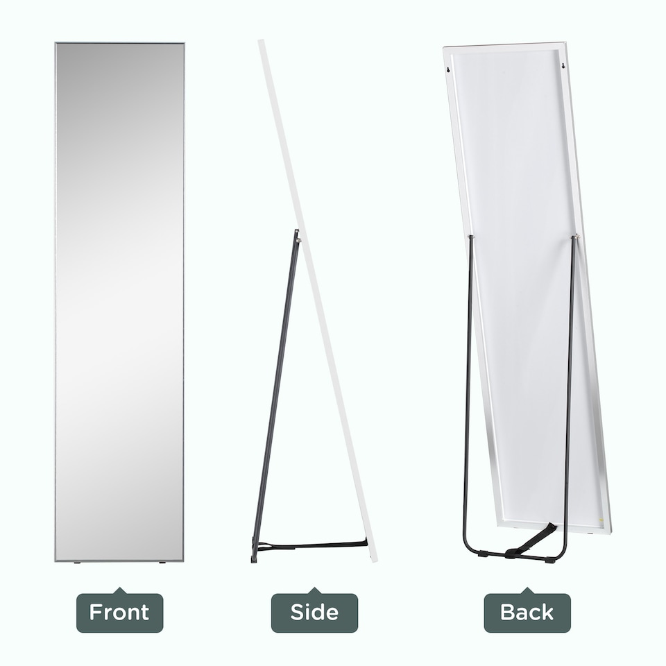 image 1 of HOMCOM Full Length Mirror Wall-Mounted, 160  40 cm Freestanding Rectangle Dressing Mirror for Bedroom, Living Room, Silver Frame