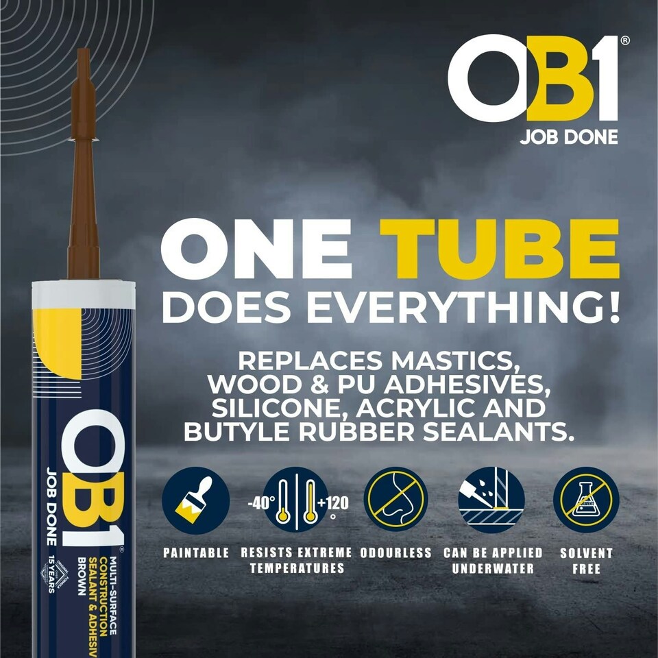 image 1 of OB1 Brown - Multi-Surface Construction Sealant & Adhesive Waterproof Silicone (Box of 12)