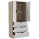 image 1 of 2 Door 3 Drawer Wardrobe with Hanging Rail - Modern Bedroom Storage Furniture | Brown | White Doors | One Size | 1