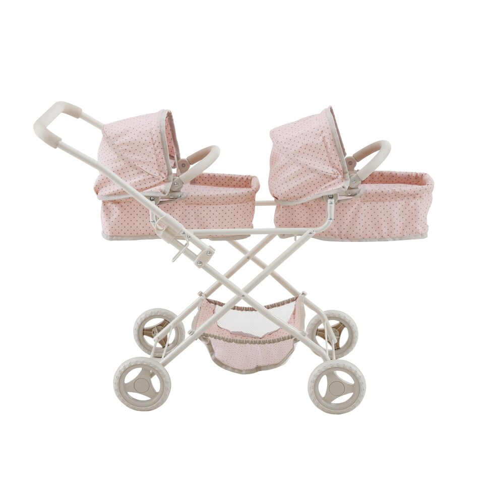 image 1 of Teamson Kids Twin Doll Pram/Stroller, Convertible Bassinet Seats
