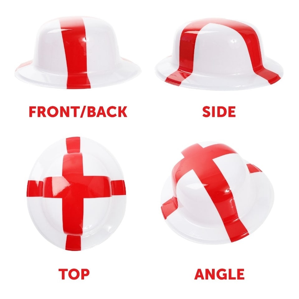image 1 of Pack of 12 England Bowler Hat & Cape Flag Red | One Size