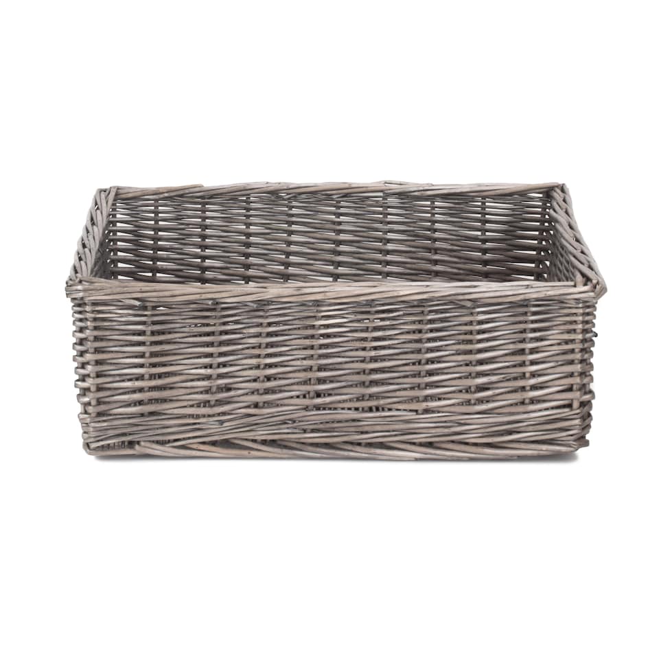image 1 of Extra Large Antique Wash Finish Wicker Tray | Brown | Brown | Extra Large