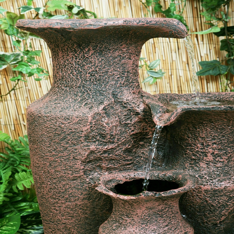 image 1 of Primrose Sama Cascading 3 Tier Ancient Jars Water Feature Brown 84cm