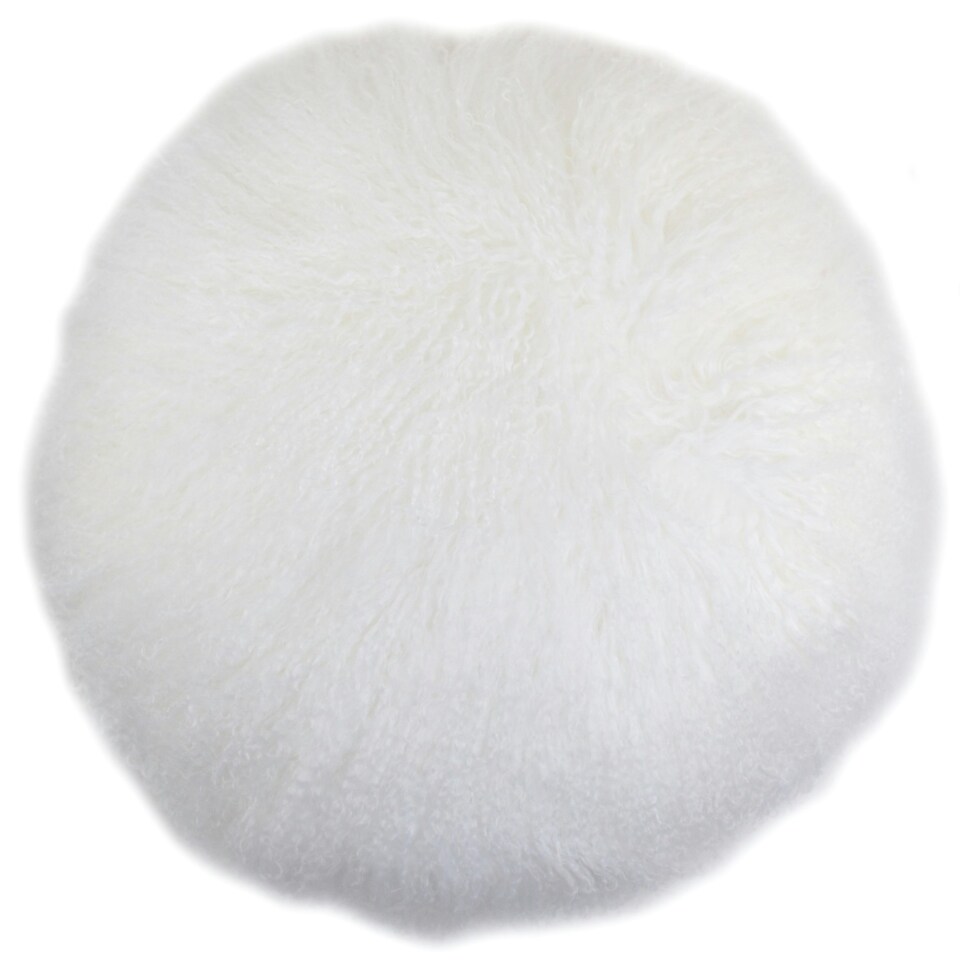 image 1 of SNUGRUGS Mongolian Sheepskin Cushion - Round - 40cm | Grey | Round 40cm