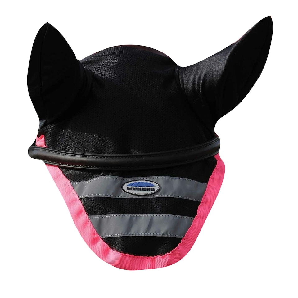 image 1 of Weatherbeeta Reflective Horse Ear Bonnet - Pink/Black - Full