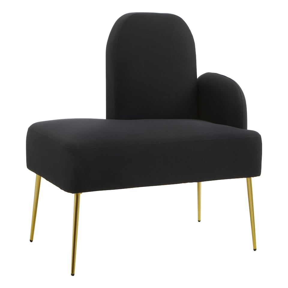 image 1 of Interiors by Premier Black Left Arm Chaise Lounge, Modern Luxury Black and Gold Chaise Lounge, Contemporary Chaise Lounge Sofa