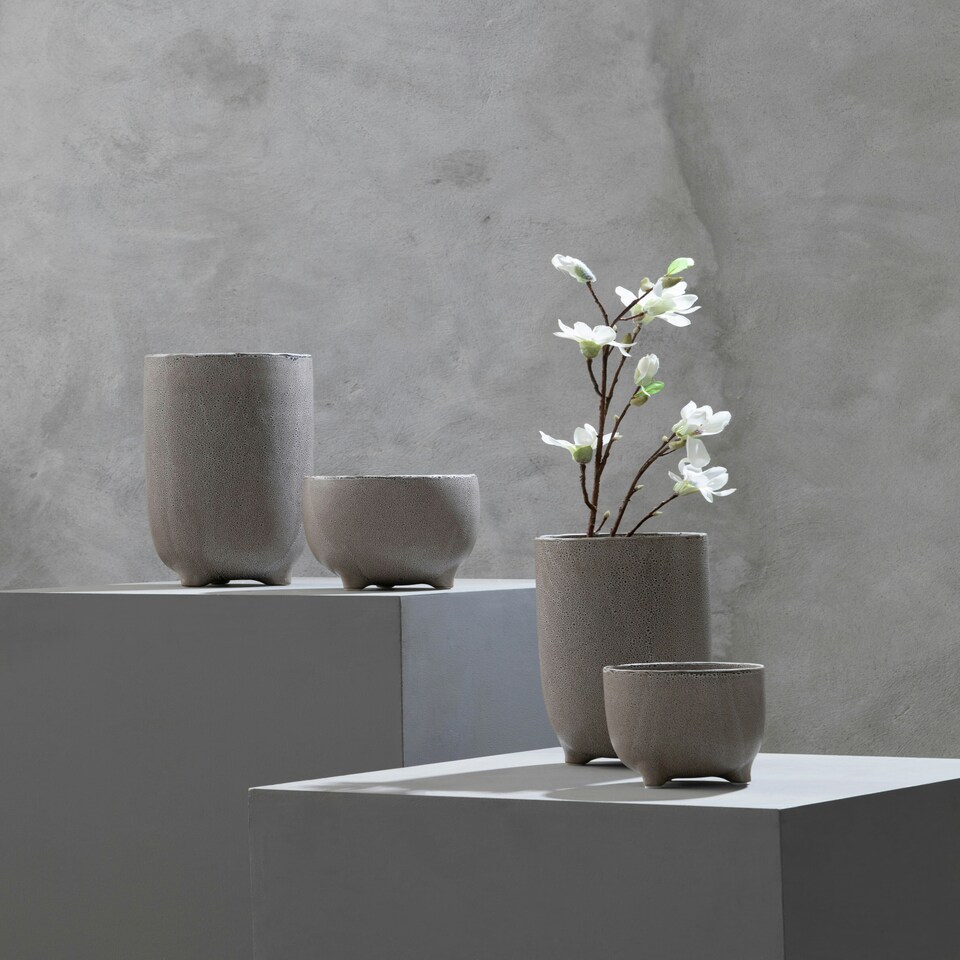 image 1 of Interiors by Premier Small Planter, Stoneware Plant Pot with Subtle Speckled Finish, Modern Indoor/Outdoor Raised Planter for Home Cream