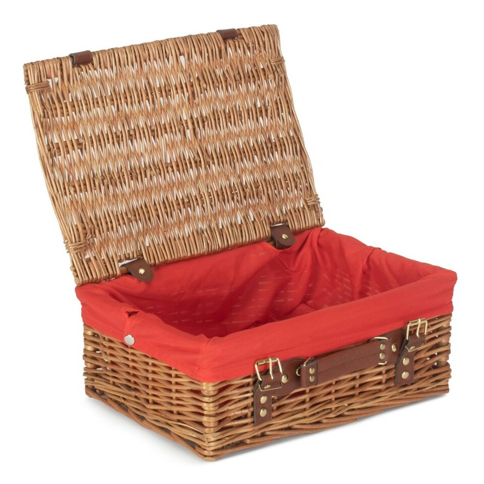 image 1 of 35cm Light Steamed Wicker Picnic Basket with Lining Grey | Grey | One Size