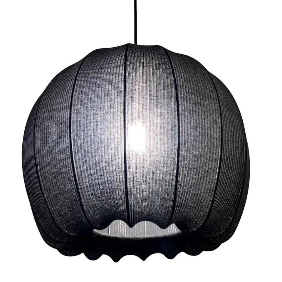 image 1 of CGC Lila Black Rounded Ribbed Stretch Cotton Lampshade