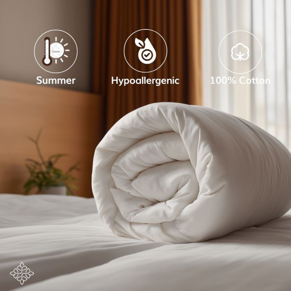 image 1 of Opulent Home Lightweight 100% Cotton 4.5 Tog Summer Duvet – Single