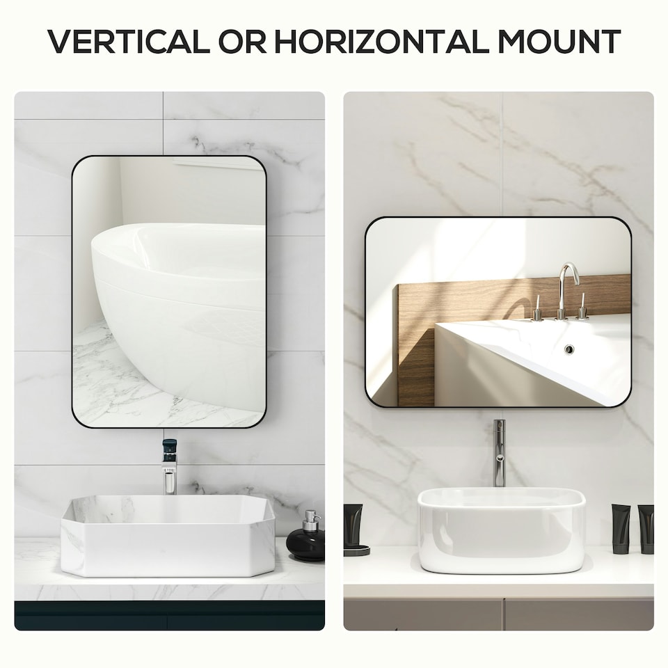image 1 of HOMCOM 70cm Rectangle Mirror, Wall Mirror for Bathroom, Black