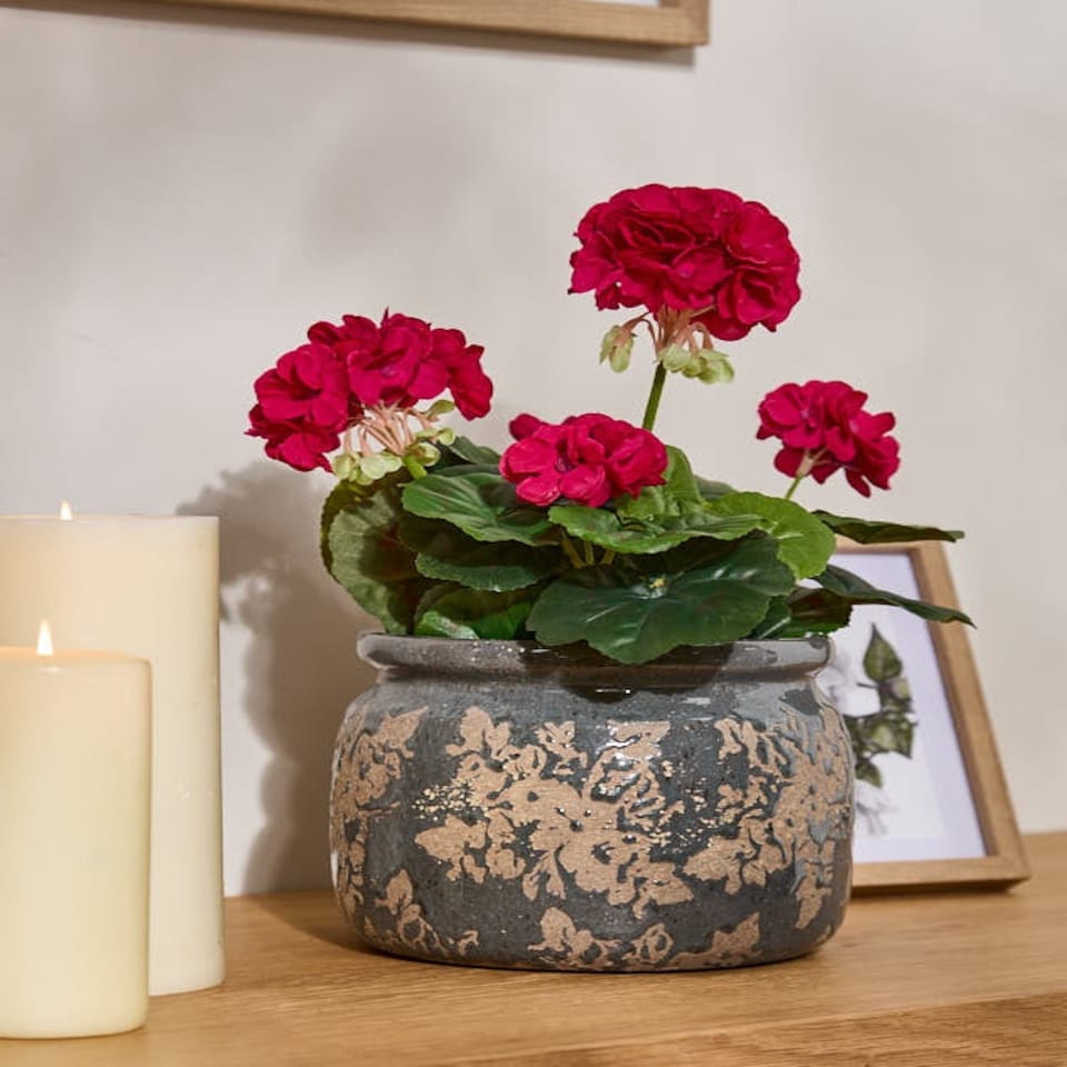 image 1 of Soire Blue Floral Planter Blue
