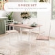 image 4 of HOMCOM 5 Piece Dining Table and Chairs Set, Dining Room Sets, Steel Frame Space Saving Table and 4 Chairs for Compact Kitchens, White