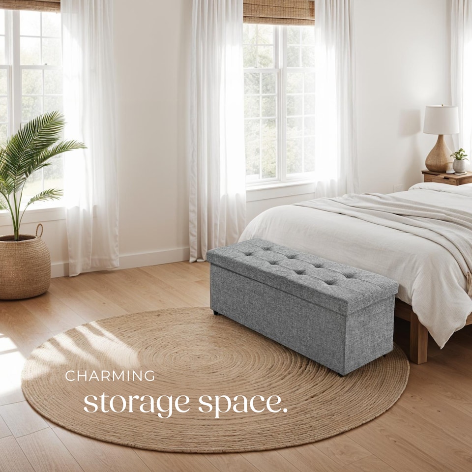 image 1 of Stool - foldable, padded, polyester, large storage space, 110 x 38 x 38 cm | Grey | light grey | 110 x 38 x 38 cm | 1