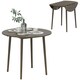 image 1 of HOMCOM Foldable Dining Table, Round Drop Leaf Table, Wood Legs, Grey