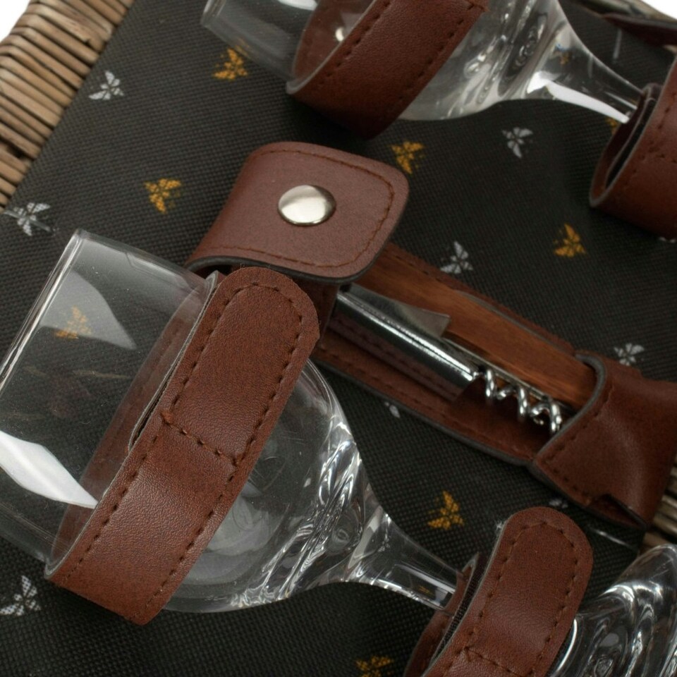 image 1 of 2 Person Nature Pattern Butterfly Lidded Fitted Picnic Basket