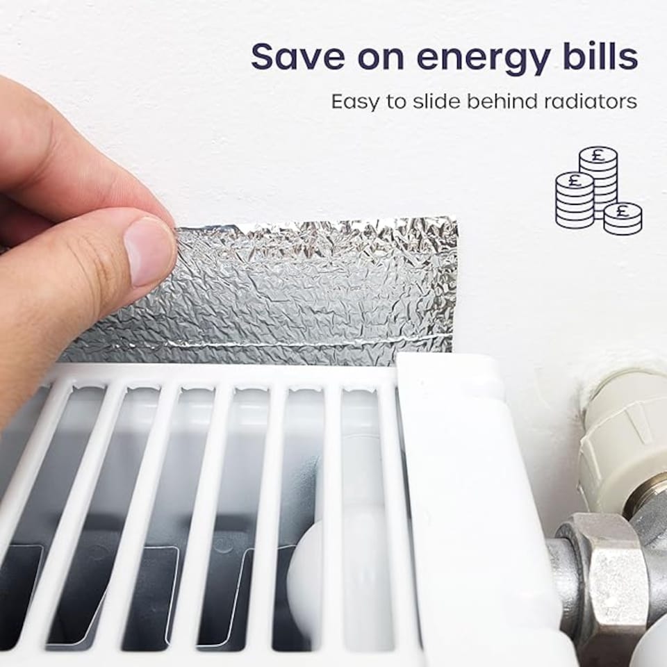 image 1 of Radiator Foil Insulation Roll Reflector Panels - Energy Saving Radiator Heat Deflector for Home Heating | Silver | 25m x 60cm -  Roll | 1