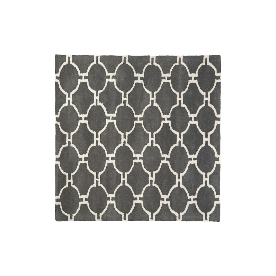 image 1 of Interiors by Premier Modern Grey & White Hand Tufted Rug, Wool & Cotton Blend Soft Decorative Floor Rug, Circle Line Pattern Rug Grey