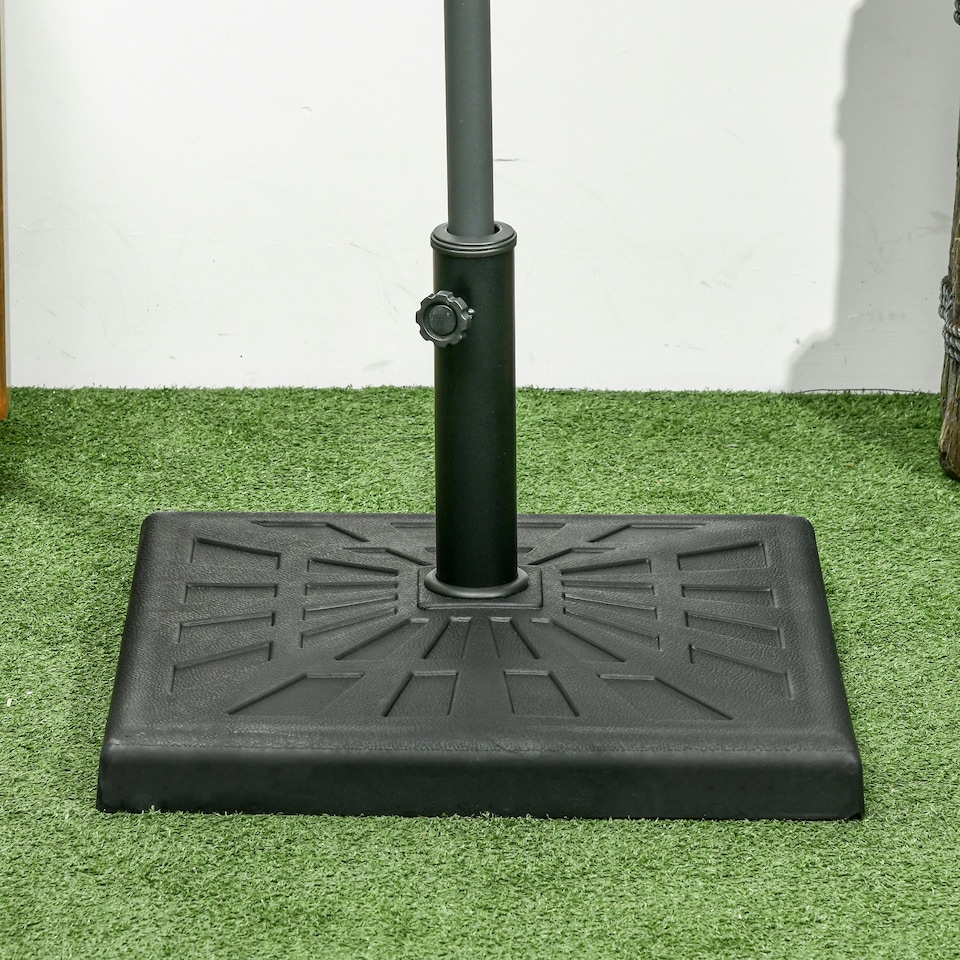 image 1 of Outsunny 19kg Square Resin Garden Parasol Base for Poles of 32mm, 38mm, 48mm