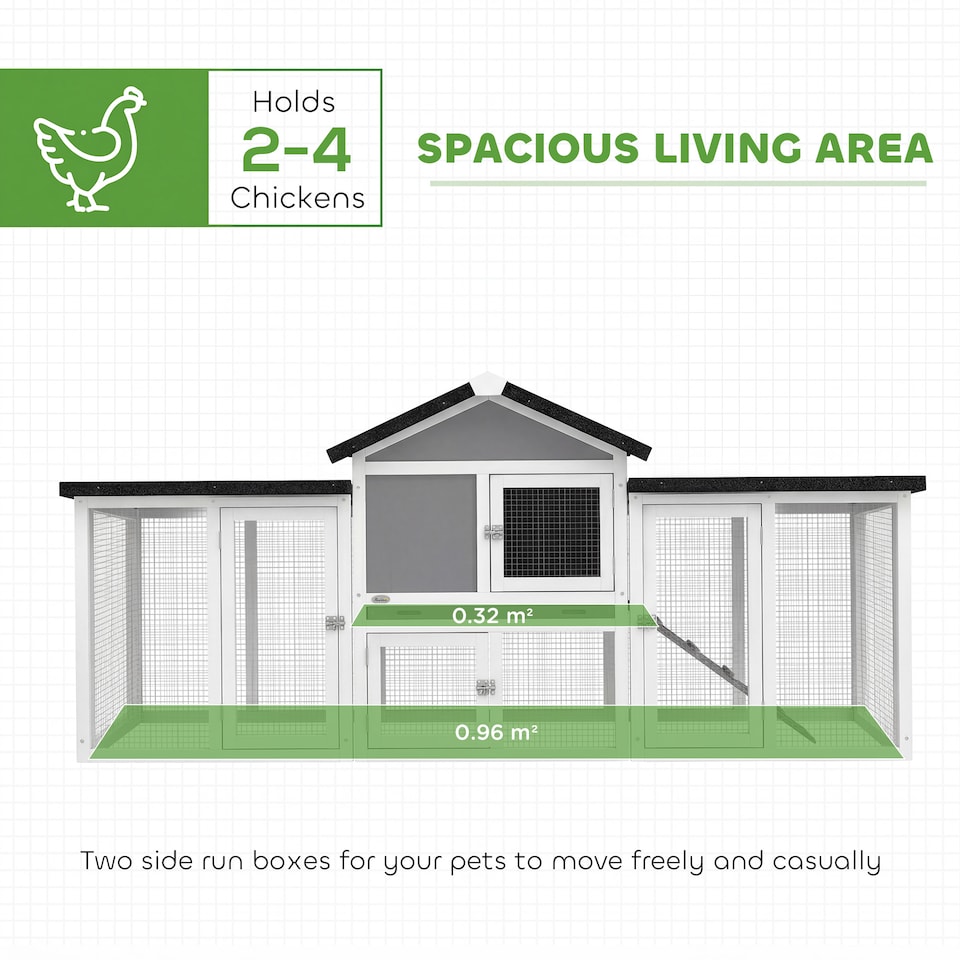 image 1 of Pawhut Wooden Large Outdoor Chicken Coop Hen House with Nesting Box Run