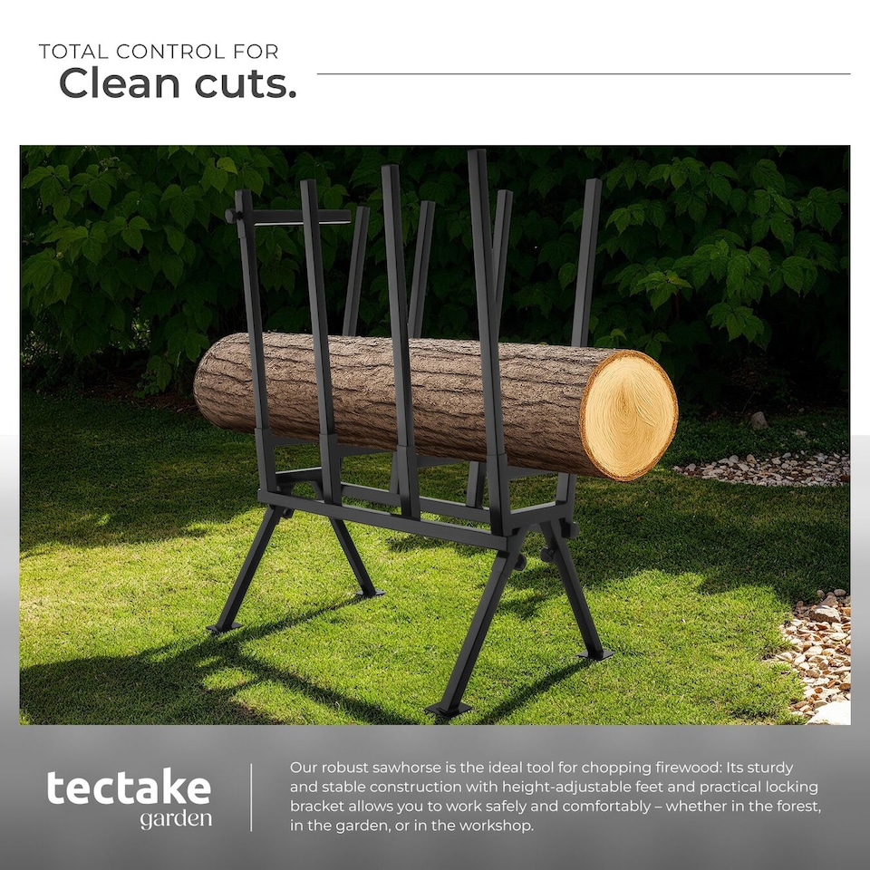 image 1 of Sawhorse - steel log saw, with locking bracket, height-adjustable feet