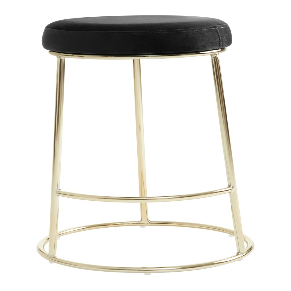 image 1 of Interiors by Premier Manhattan Black Velvet Bar Stool