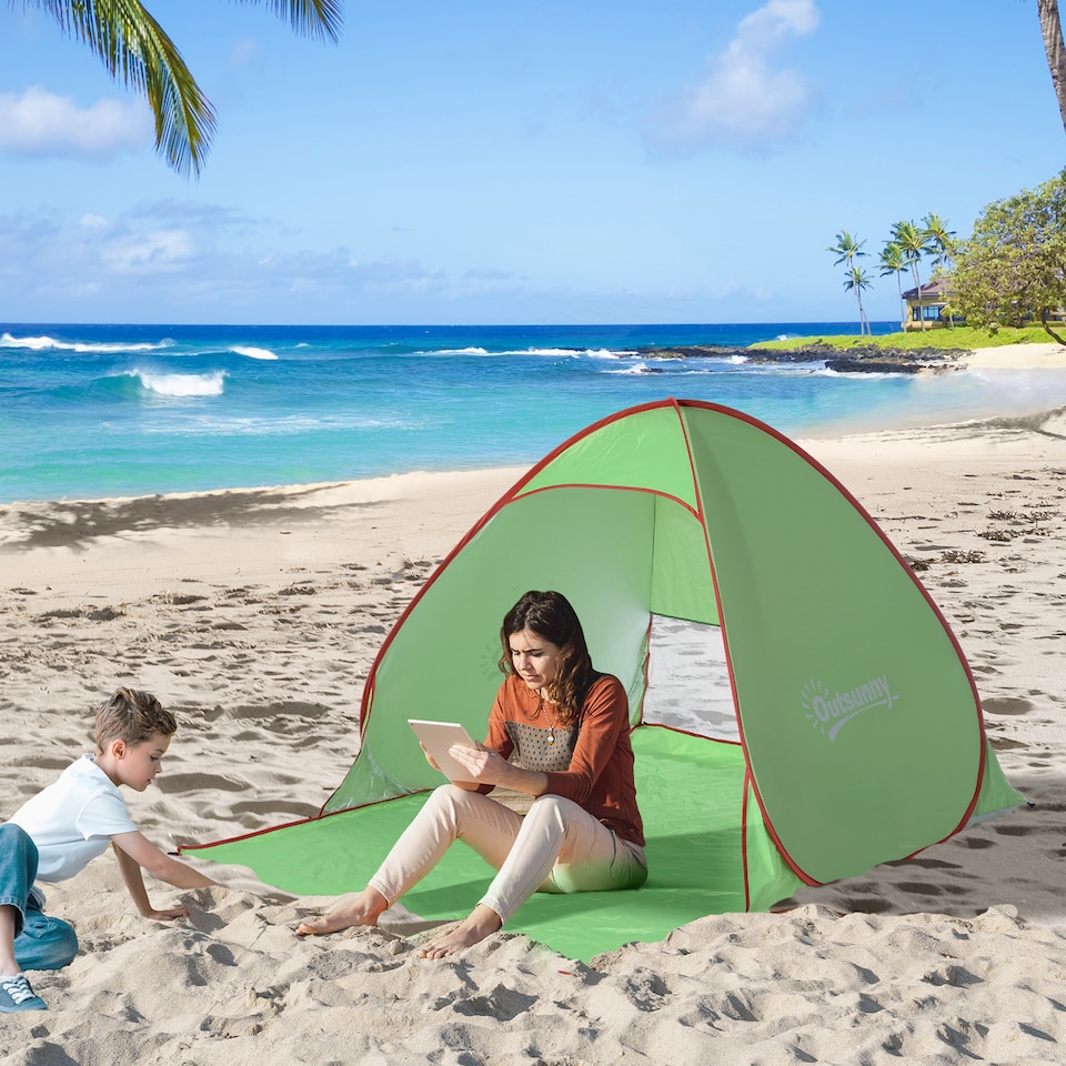 image 1 of Outsunny 2-3 Person Pop up Tent Instant Camping Tent Sun Shade Shelter