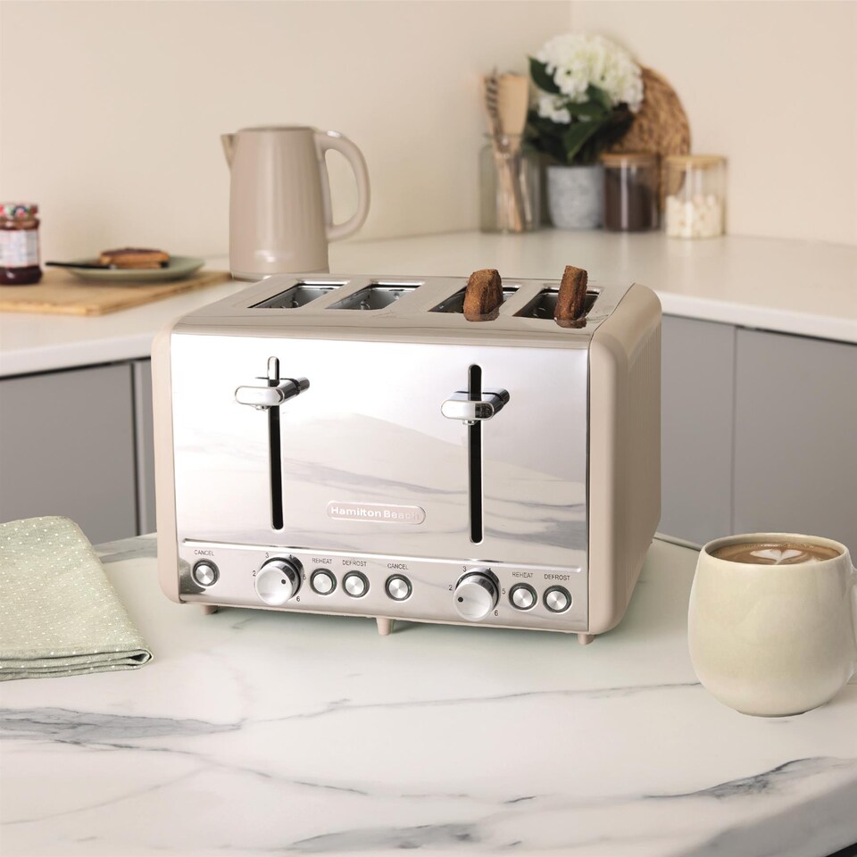 image 1 of Hamilton Beach Harmony Kettle & Toaster Set - Cappuccino