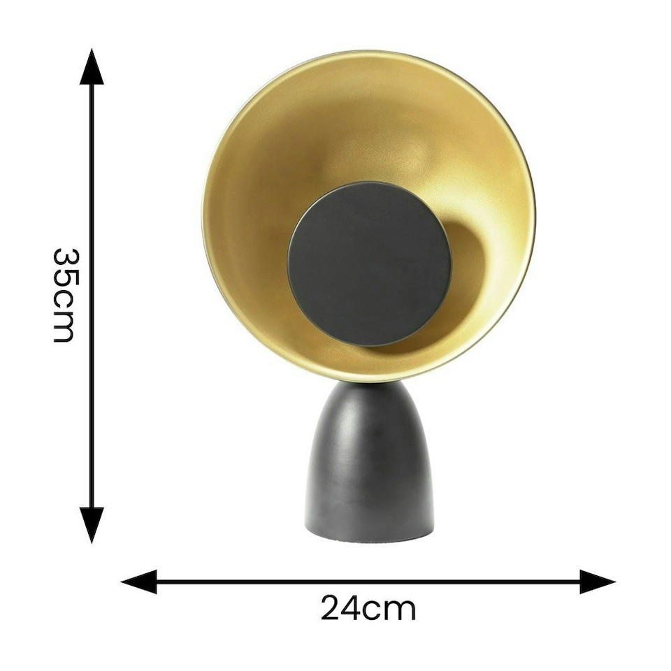 image 1 of ValueLights Saffy Matt Black Metal Integrated LED Metallic Shade Table Lamp