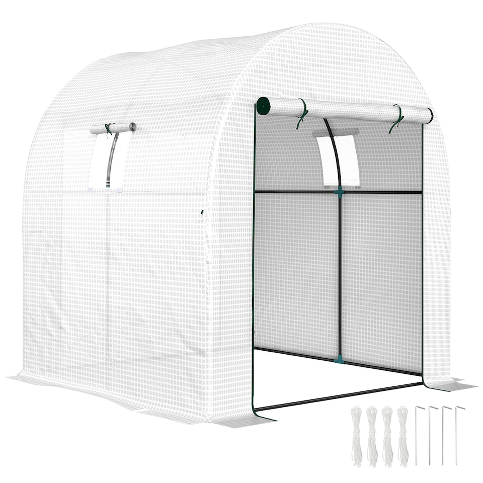 image 1 of Outsunny 1.8 x 1.8 x 2m Polytunnel Greenhouse with Doors and Mesh Windows