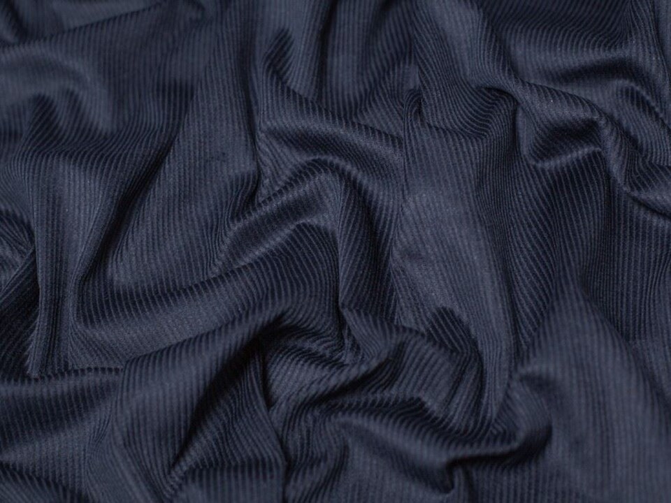 Minerva Core Range Navy 8 Wale Cotton Corduroy Fabric for Dressmaking, 142.5cm / 56" Wide - per metre