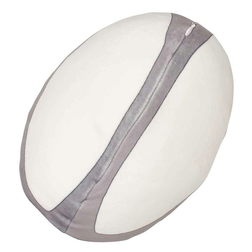 image 1 of Mumbles Zippie Rugby Ball Plush Toy - White/Grey - 23cm