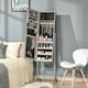 image 7 of HOMCOM Full Length Mirror with Storage, Jewellery Cabinet with Mirror, Adjustable Angle and Stand, Lockable Jewellery Organiser for Bedroom Dressing Room, Grey