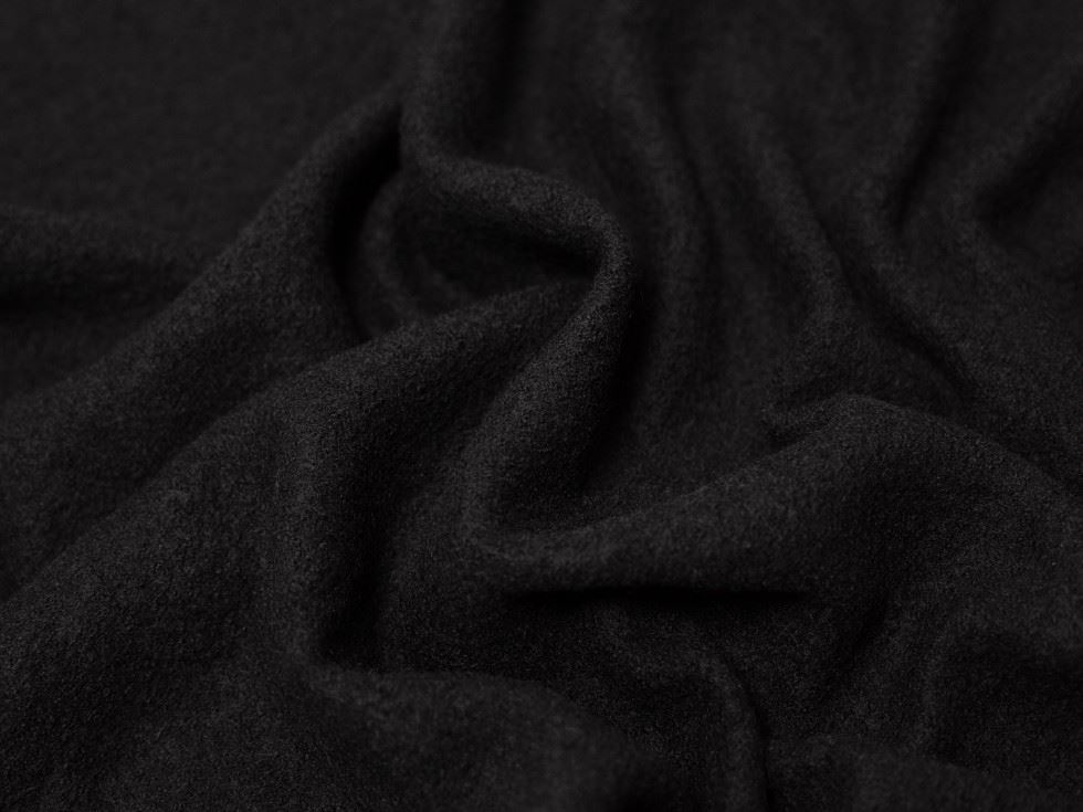 Minerva Core Range Black Heavy 100% Boiled Wool Coating Fabric for Dressmaking, 145cm / 57" Wide - per metre