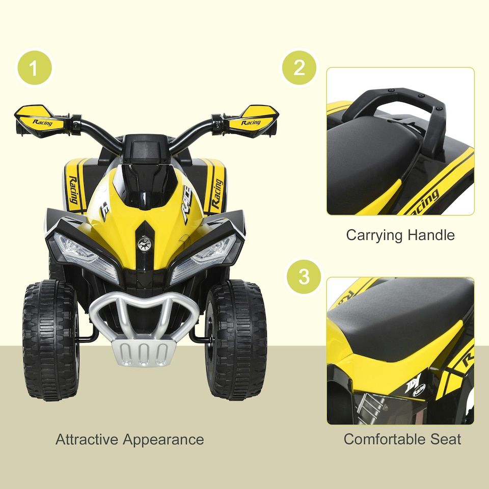 image 1 of HOMCOM No Power Quad Toddler Ride on Car Foot-to-Floor Sliding Yellow