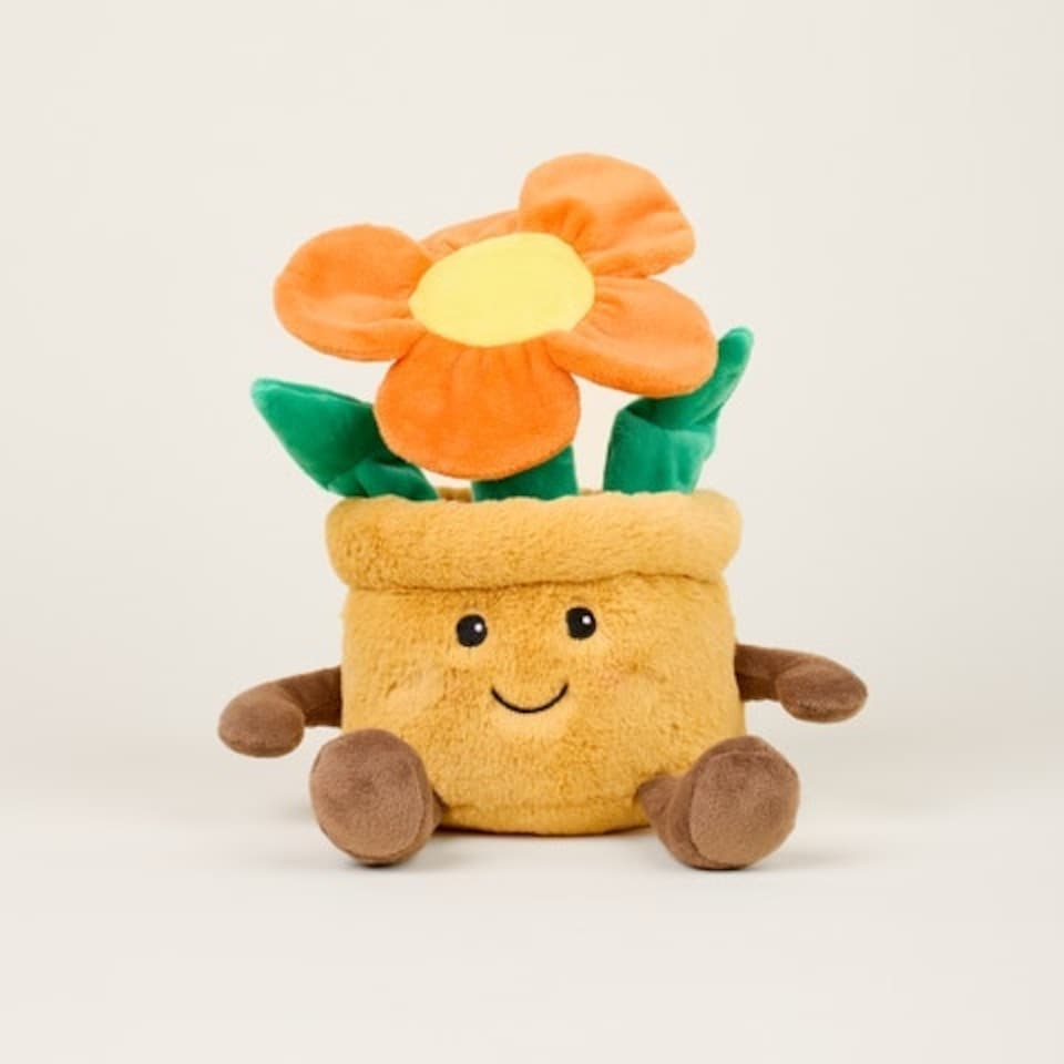 image 1 of Warmies Plush Orange Flower Pot Microwavable LARGE